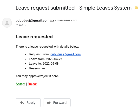 Image: Leave approver notification