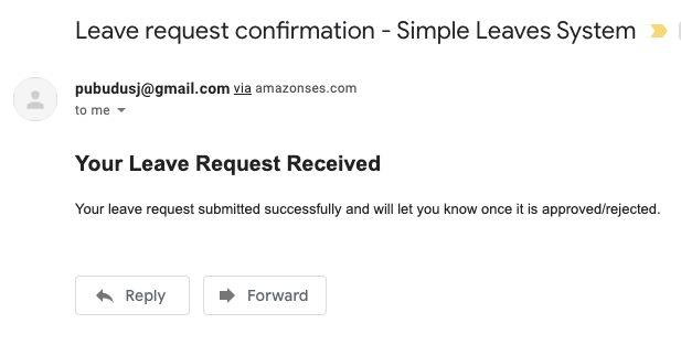 Image: Leave request confirmation